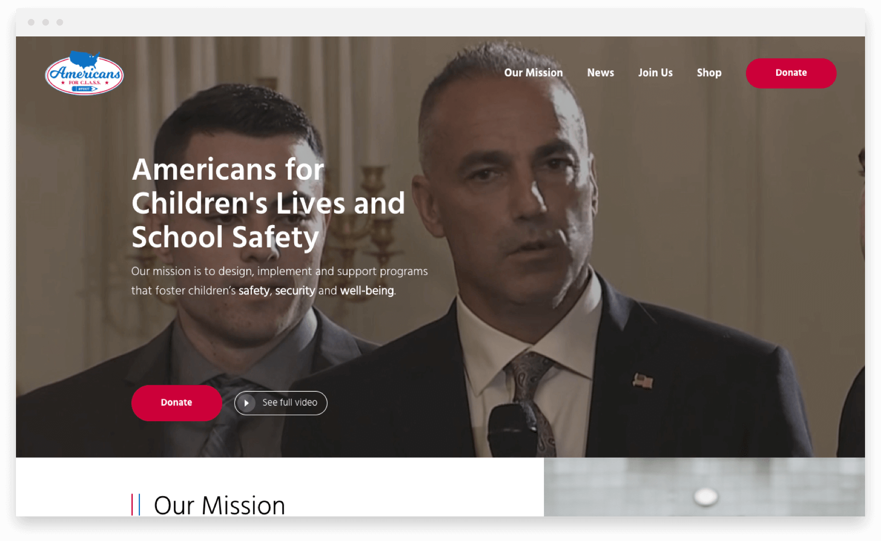 Americans for Class website seen on desktop