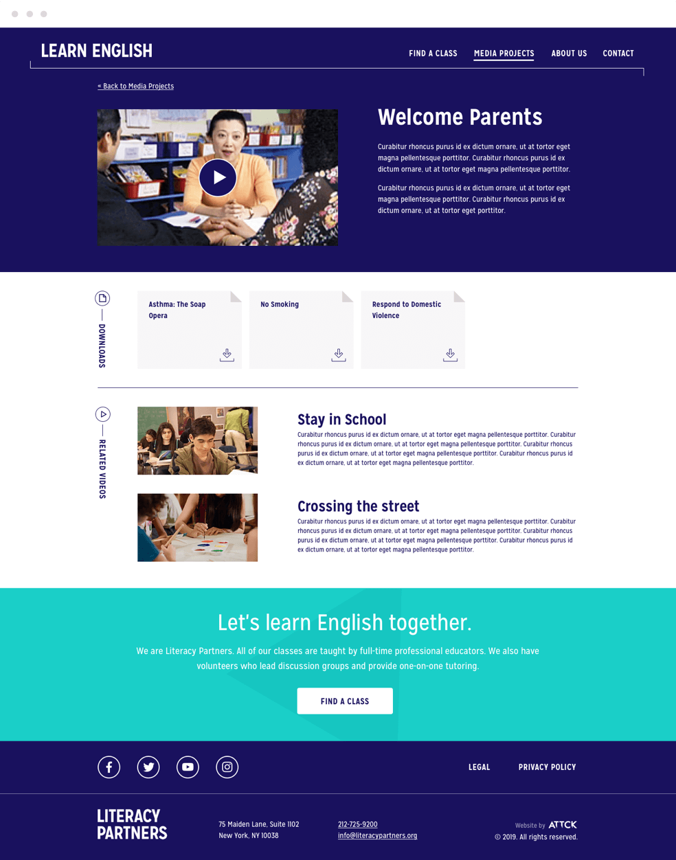 Learn English Welcome Parents page. ATTCK case study.