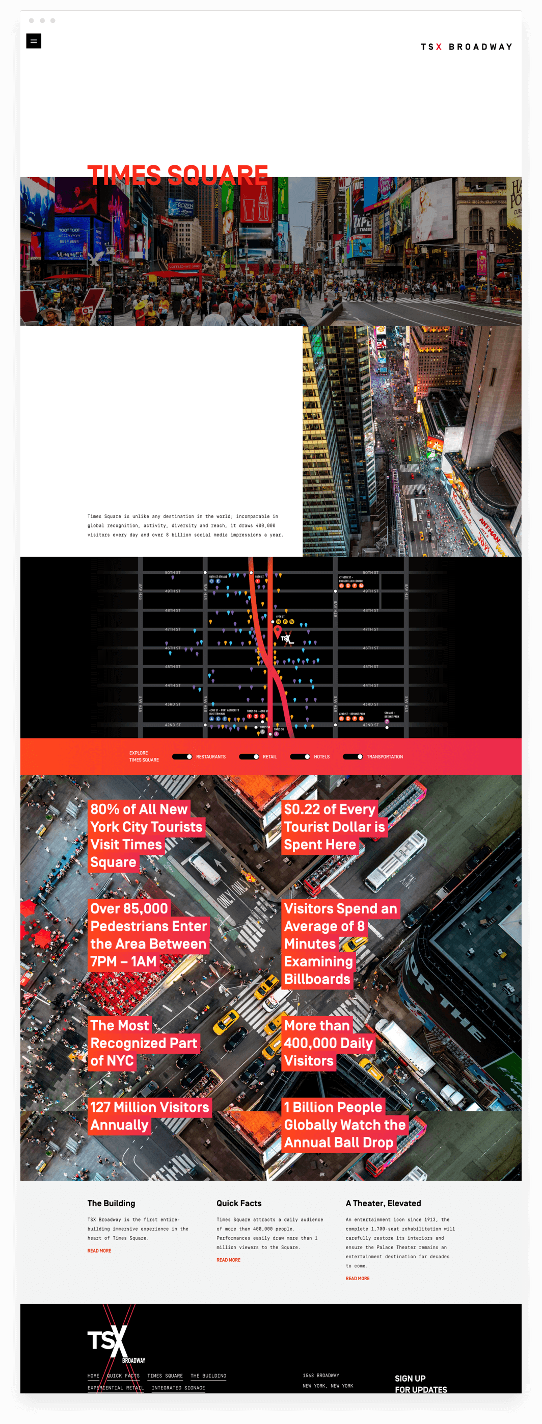 ATTCK case study. TSX Broadway Times Square page layout