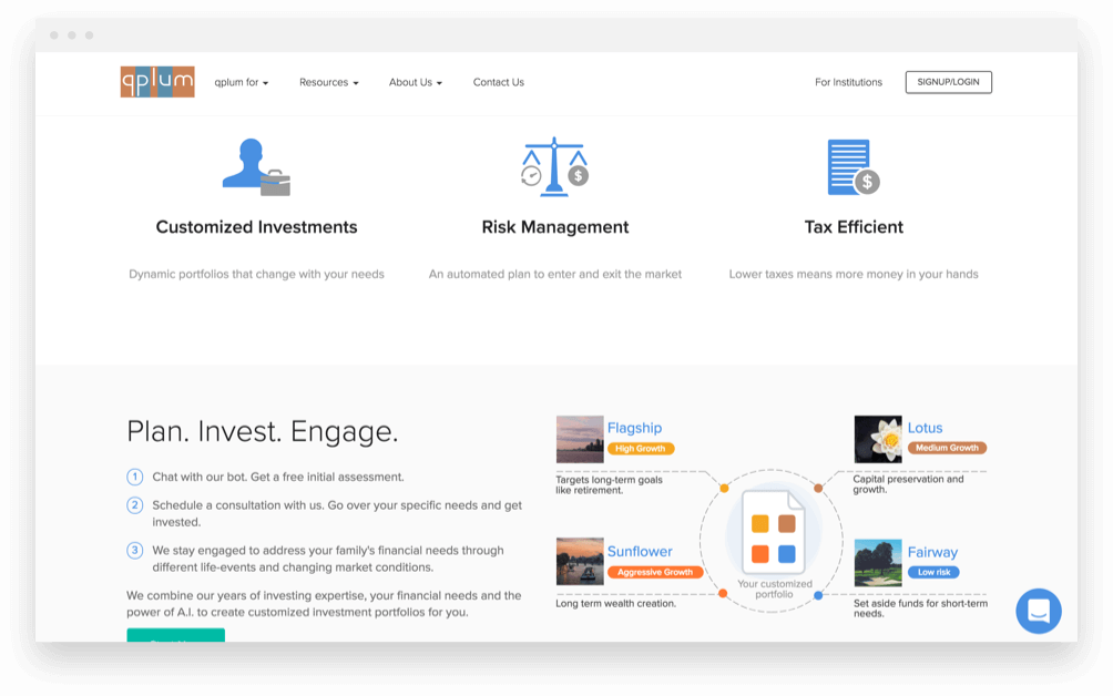 Qplum plan invest engage page. ATTCK case study