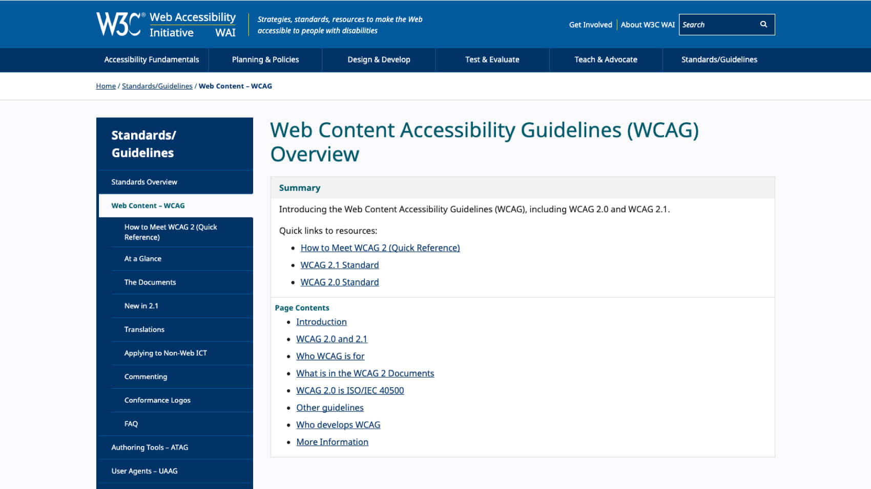 WCAG website on attck.com's WCAG page