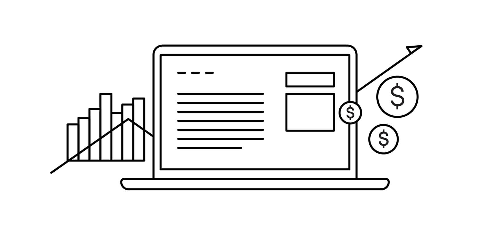 illustration of laptop and paid ads by ATTCK
