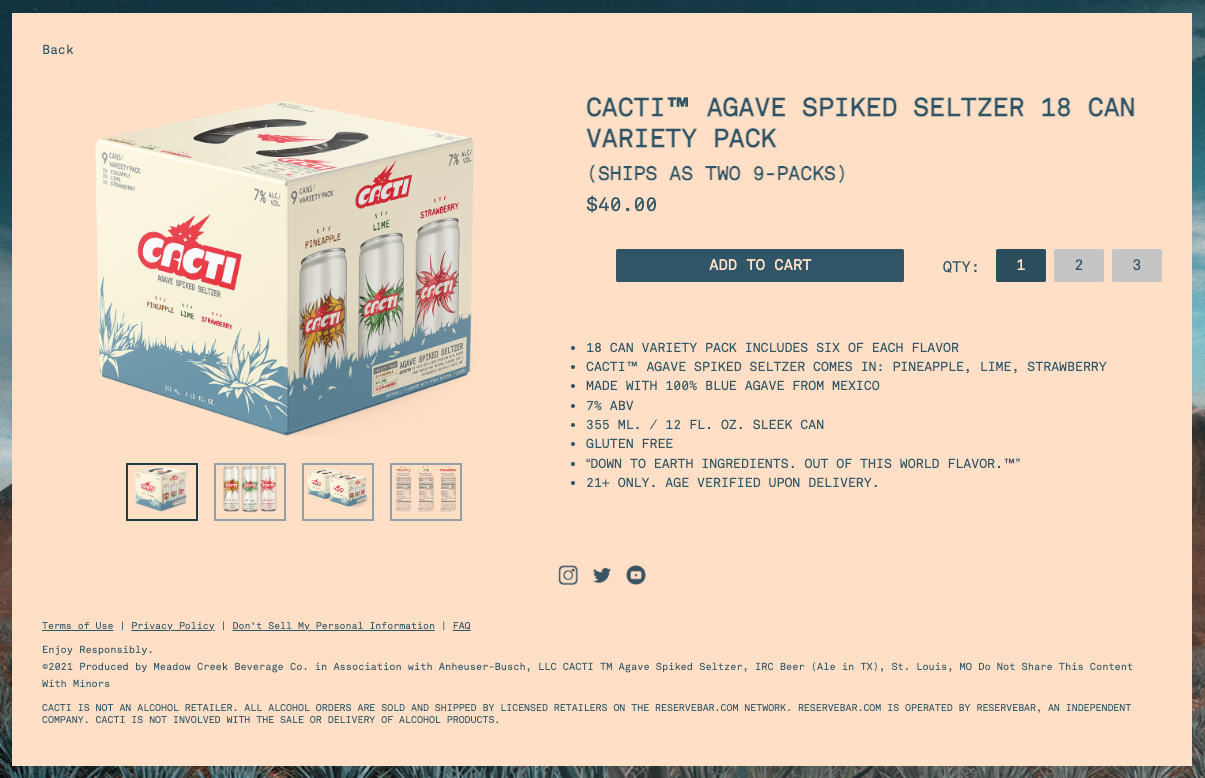 Cacti product page
